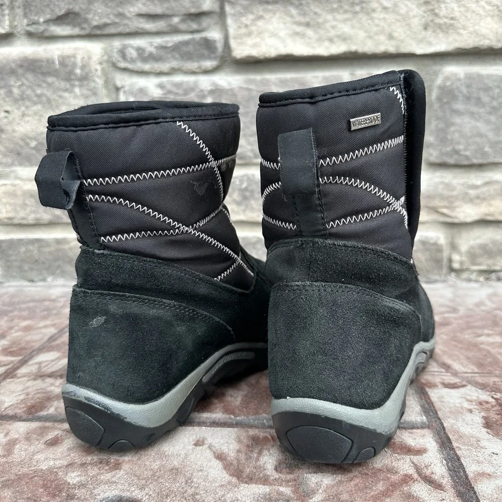 Merrell Girls Size 4 Jungle Moc Quilted Winter‎ Boots Waterproof Black Suede